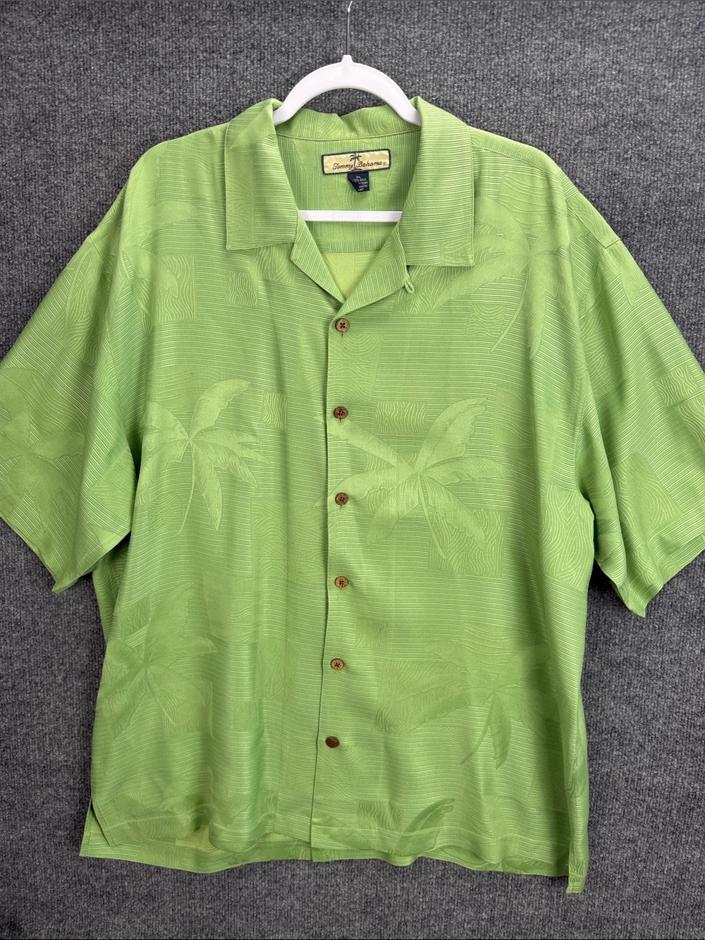 Tommy Bahama Lime Green Palm-Print Camp Shirt XL